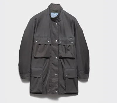 Prada Grey Recycled Polyamide Jacket In Gray