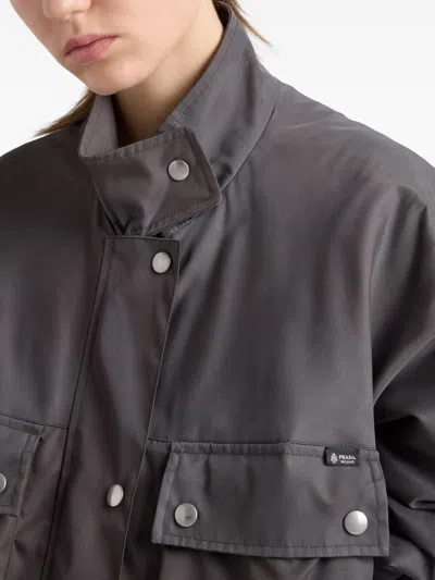 Prada Grey Recycled Polyamide Jacket In Gray