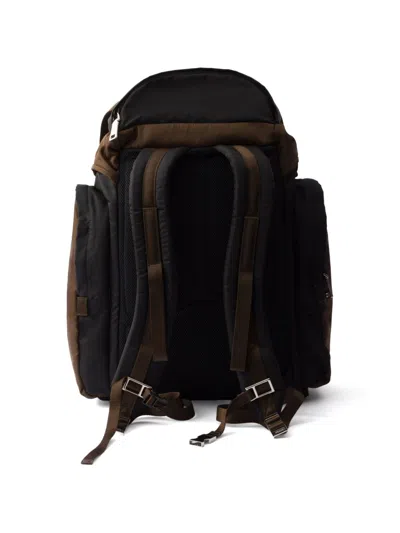 Prada Re-nylon And Leather Backpack In Brown