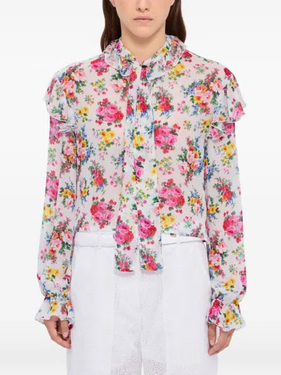 Msgm Patterned Viscose Shirt In Brown