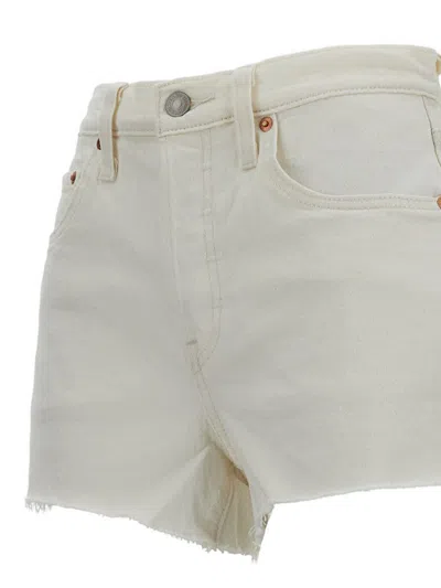 Levi's White Cotton Polyester Elastane Shorts In White