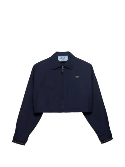 Prada Dark Blue Cotton Polyester Jacket In Blue