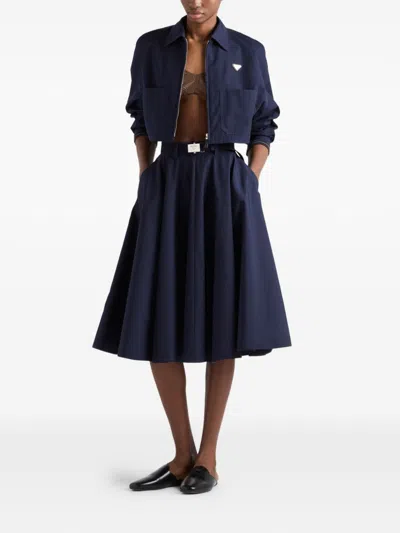 Prada Dark Blue Cotton Polyester Jacket In Blue