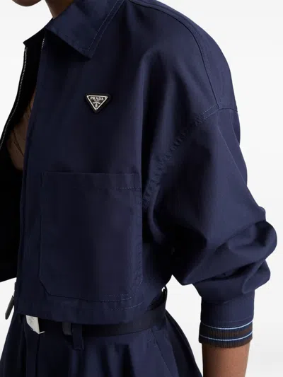 Prada Dark Blue Cotton Polyester Jacket In Blue
