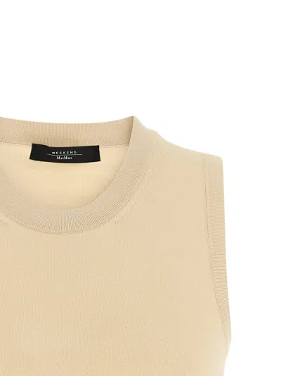 Weekend Max Mara Beige Solid Crew Neck Top In Neutral