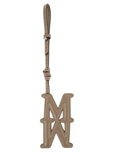 Max Mara Logo Patch Keyring In Brown