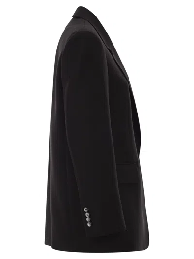 Max Mara Studio Mstbosco Single-breasted Cady Blazer In Black