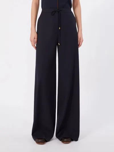 Max Mara Drawstring Wide-leg Trousers In Blue