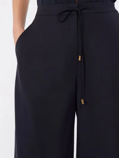 Max Mara Drawstring Wide-leg Trousers In Blue