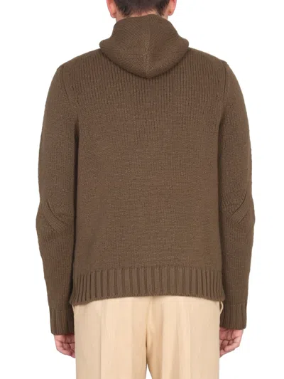 Bottega Veneta Textured Hooded T-shirt For Men In Brown