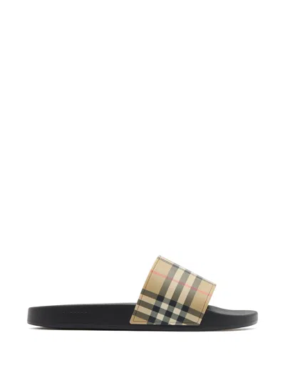 Burberry Men Slippers With Vintage Check Printed Pattern In Multi