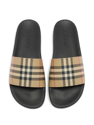 Burberry Men Slippers With Vintage Check Printed Pattern In Multi
