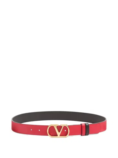 Valentino Designer Leather Belt Reversible Adjustable Length In Black