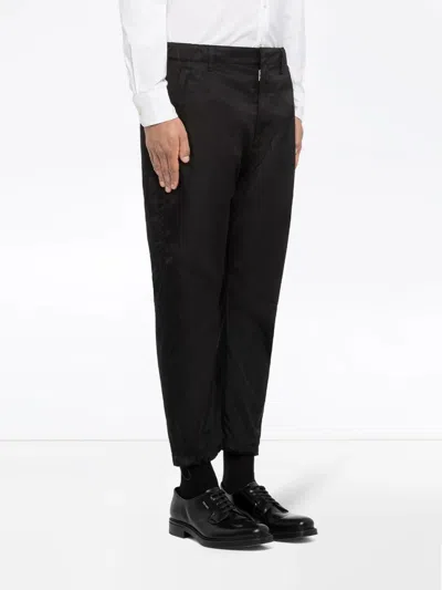 Prada Drawstring Hem Trousers Side Pockets In Black