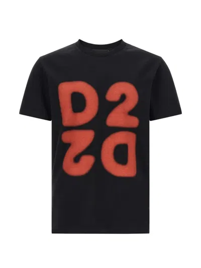 Dsquared2 Cotton Printed T-shirt In Black