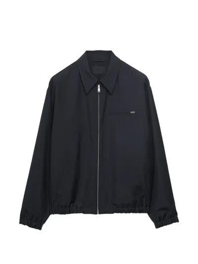 Prada Jacket Long Sleeves Point Collar Elasticated Hem In Black