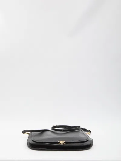 Celine Soft Triomphe Shoulder Bag In Black