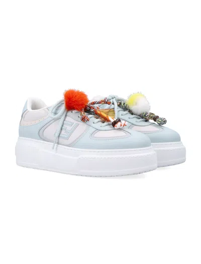 Fendi Low-top Sporty Sneakers With Embellishments In Blue