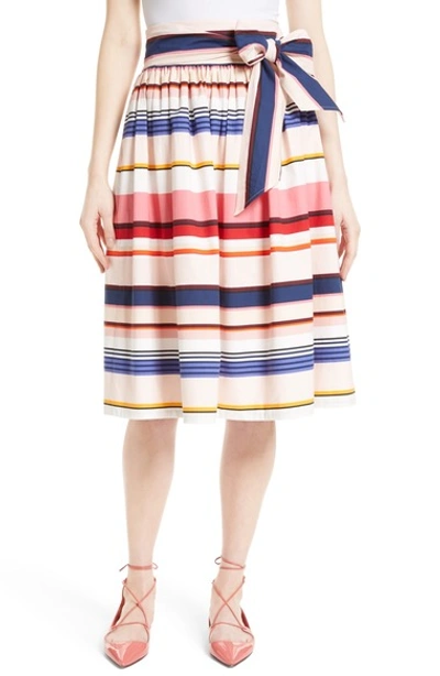 Kate Spade Berber Striped Stretch Poplin Midi Skirt, Multicolor