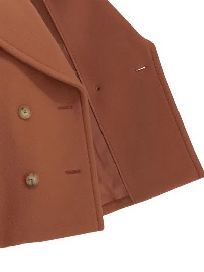 Chloé Oversized Wool Short Coat In Brown