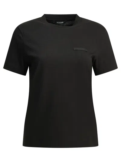 Jacquemus Womens Black Le T-shirt Grosgrain-logo Cotton-jersey T-shirt In Black