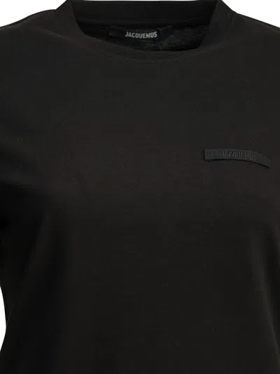 Jacquemus Womens Black Le T-shirt Grosgrain-logo Cotton-jersey T-shirt In Black