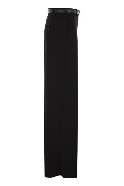 Max Mara Belted Wide-leg High-waisted Trousers In Black
