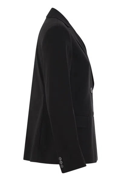 Weekend Max Mara Double-breasted Stretch-fabric Blazer In Black