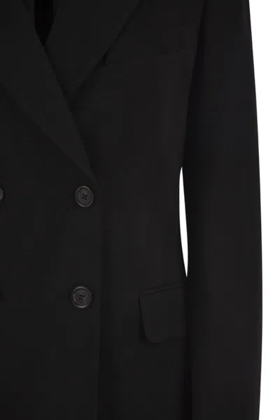 Weekend Max Mara Double-breasted Stretch-fabric Blazer In Black