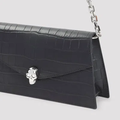 Alexander Mcqueen Mcqueen Mini Bag In Croc-effect Calfskin Leather With Skull In Black