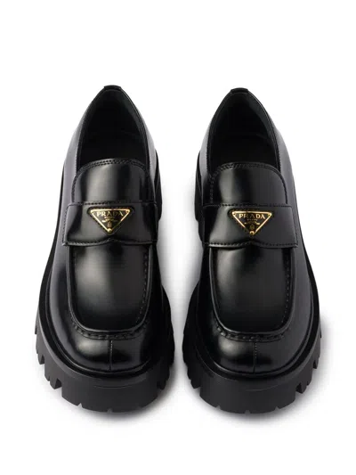 Prada Lug Sole Platform Loafer In Black