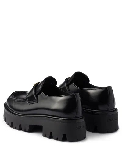 Prada Lug Sole Platform Loafer In Black