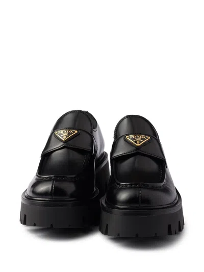 Prada Lug Sole Platform Loafer In Black