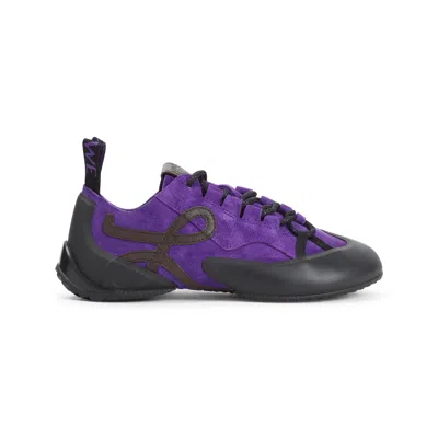 Loewe Suede Grip Sneakers Pull Tab Rubber Sole In Purple