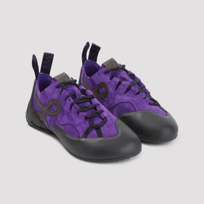 Loewe Suede Grip Sneakers Pull Tab Rubber Sole In Purple