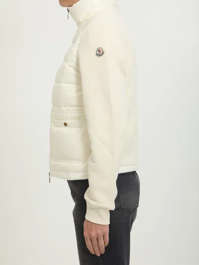 Moncler Quilted-panel Zip-up Jacket In Beige