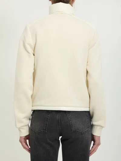 Moncler Quilted-panel Zip-up Jacket In Beige