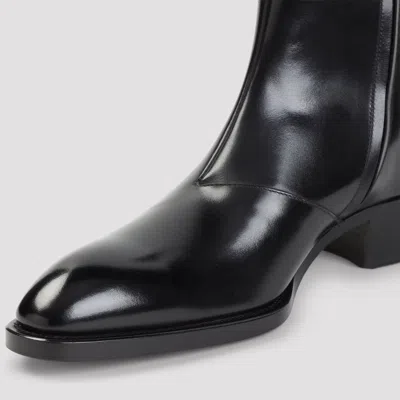 Tom Ford Vincent Burnished Leather Ankle Boots In Black