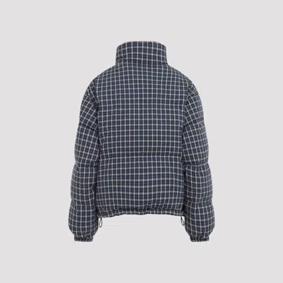 Miu Miu Jacket High Collar Checked Pattern Pockets Quilted In Gray