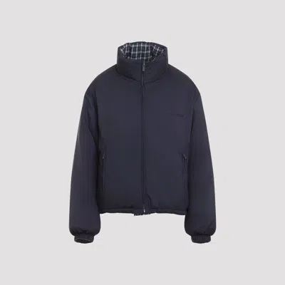 Miu Miu Jacket High Collar Checked Pattern Pockets Quilted In Gray