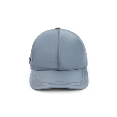 Prada Logo Tech Fabric Baseball Hat Curved Brim In Blue