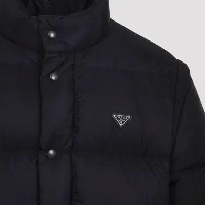 Prada Padded Jacket High Collar Elasticated Cuffs In Black