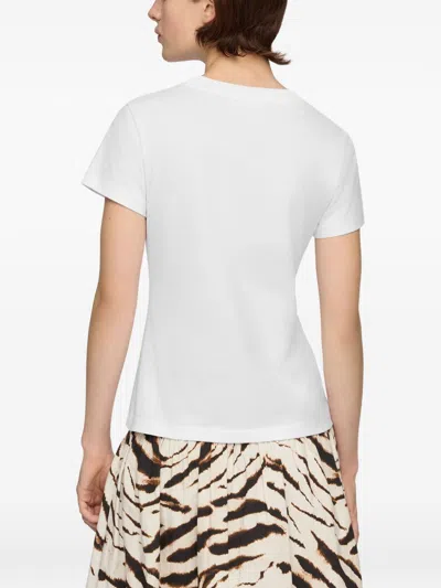 Ganni Organic Cotton T-shirt With Front Print In White
