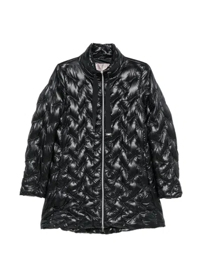 Herno Quilted Midi Down Jacket In Black