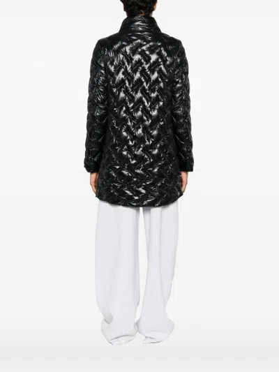 Herno Quilted Midi Down Jacket In Black