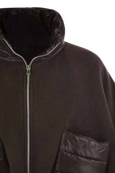 Herno Wool And Nylon Short Down Jacket In Brown
