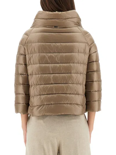 Herno Sofia Nylon Cape In Brown