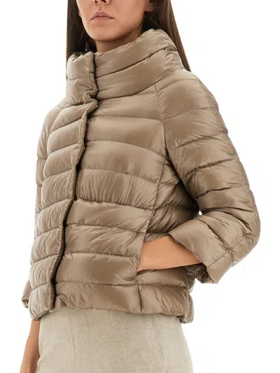 Herno Sofia Nylon Cape In Brown