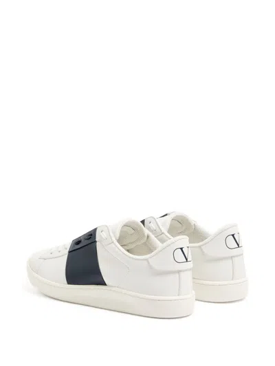 Valentino Garavani Minimalist Leather Sneakers With Contrasting Stripe Detail And Vlogo Signature In White