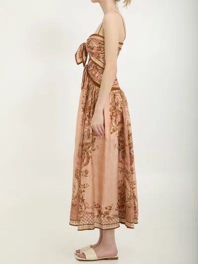 Zimmermann Womens Pink Paisley Floral Aster Scar Silk Midi Dress Xl In Multi